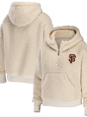 WEAR by Erin Andrews San Francisco Giants Cream Sherpa Quarter-Zip Hoodie - M